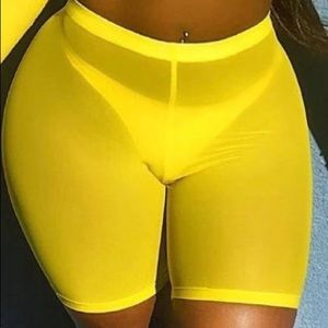 Yellow Mesh cover up pants